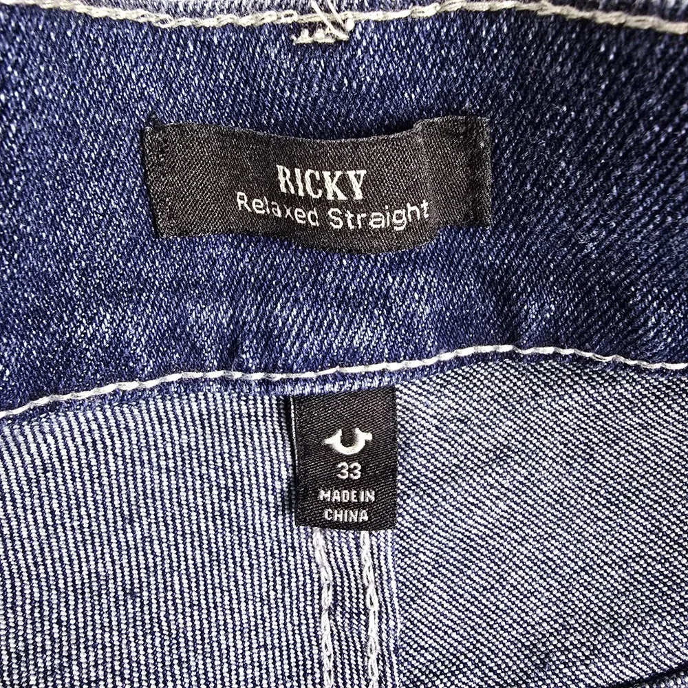 True Religion Ricky Jeans Flap Pocket Men 33 Relaxed Straight Pants Medium Flake